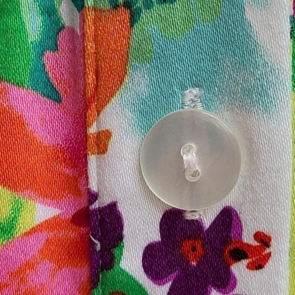 Cheeta B Classic Floral Button-down Polo Collar Dress, Flared, Size Large / XL